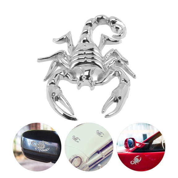 WEUVEB 2Pcs Car Scorpion Sticker Plated Silver Zinc Alloy Car Window Decal for Stylish Vehicle Decor