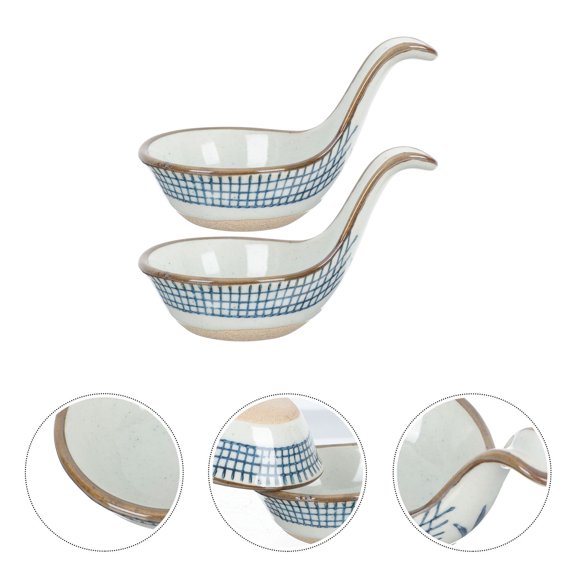 WEUVEB 2Pcs Ceramic Caviar Spoon and Seasoning Dish Set for Elegant Dining and Catering