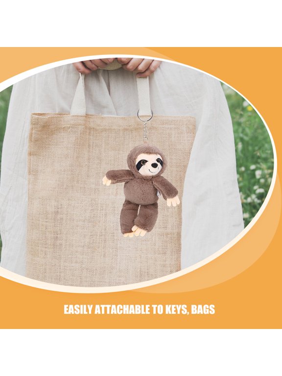 2-Pack Adorable Sloth Plush Keychain Bag Charms, Soft Decorative Accessories for Keys, Backpacks, Purses