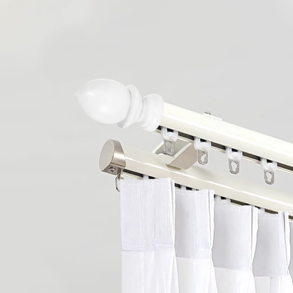 WEUVEB 2Pcs Decorative White Wood Curtain Rod Finials Scratch Resistant End Caps