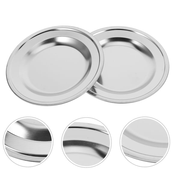 WEUVEB 2Pcs Round Wine Coaster Silver Stainless Steel Heat Insulation Pad for Wine Bottles