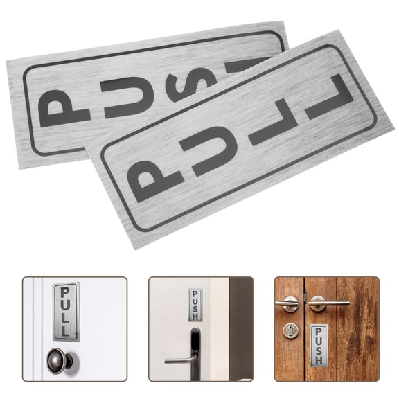 WEUVEB 2-Pack Elegant Plated Push Pull Door Stickers with Strong Adhesive for Sliding and Interior Doors