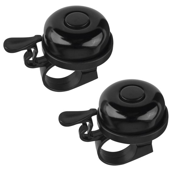 WEUVEB 2Pcs Hand Ringing Bike Bells Black Durable Material Long Ring Bell for Standard Bike Riding