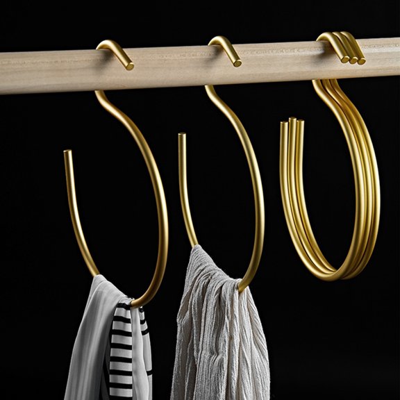 WEUVEB 2-Pack Golden Scarf Holder and Closet Organizer Hangers, Multi-Purpose Storage for Scarves, Ties, and Accessories