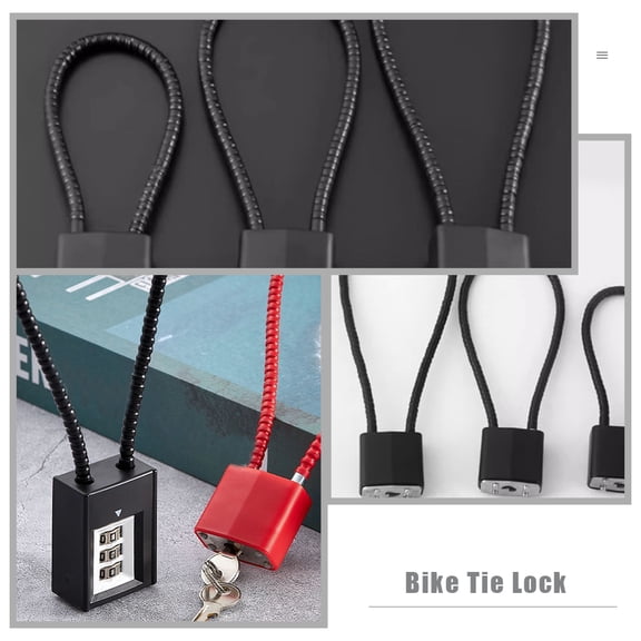WEUVEB 2Pcs Wire Lock Cable with Keys Metal Small Bike Lock for Lockers Cabinets Black