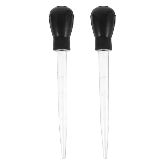 WEUVEB 2Pcs Kitchen Turkey Baster Black Glass Flavor Injection Tool for Barbecue and Grilling