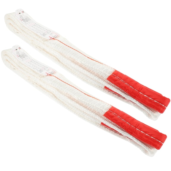 WEUVEB 2-Pack Flat Lift Sling Straps White Polypropylene Fiber Heavy Duty Lifting Belt for Crane and Construction Use