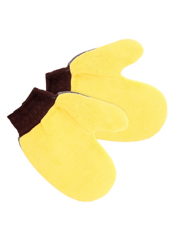Durable Wool Fleece Car Washing Gloves Light Yellow for Maintenance 2Pcs