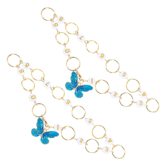 WEUVEB 2Pcs Lightweight Metal Stitch Markers with Row Counter for Knitting and Weaving