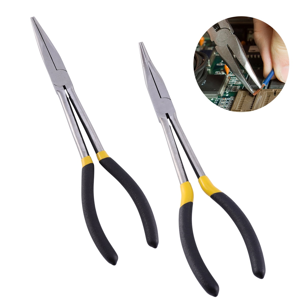 WEUVEB 2-Piece Needle Nose Pliers Set with Comfortable Non- Grips for Car Repair, Home, and Projects