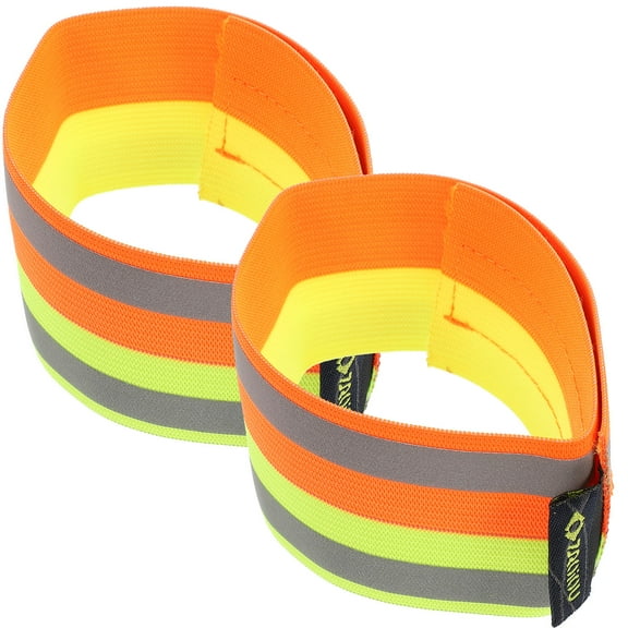 WEUVEB Outdoor Reflective Safety Bands, 2-Pack Multi-Color Adjustable Armbands for Running, Cycling, Walking Visibility