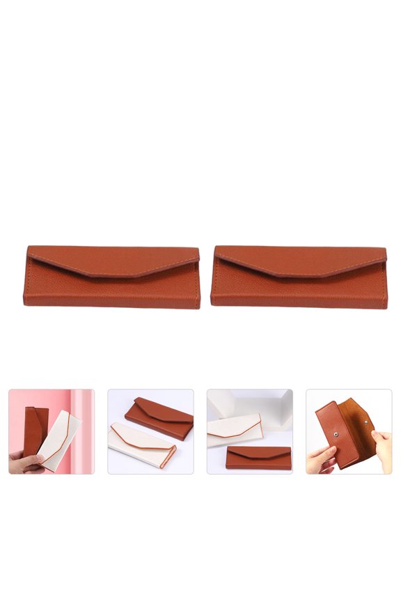 2Pcs PU Makeup Tool Storage Bag Orange Durable Tweezer Organizer for Face Beauty