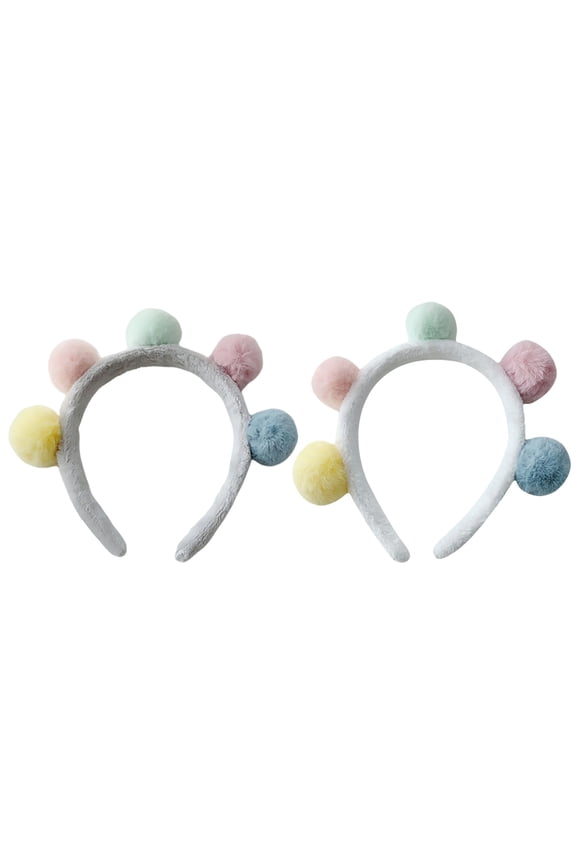 Multi-Color Pom Pom Headbands Fabric Hair Accessories for Women Girls Kids