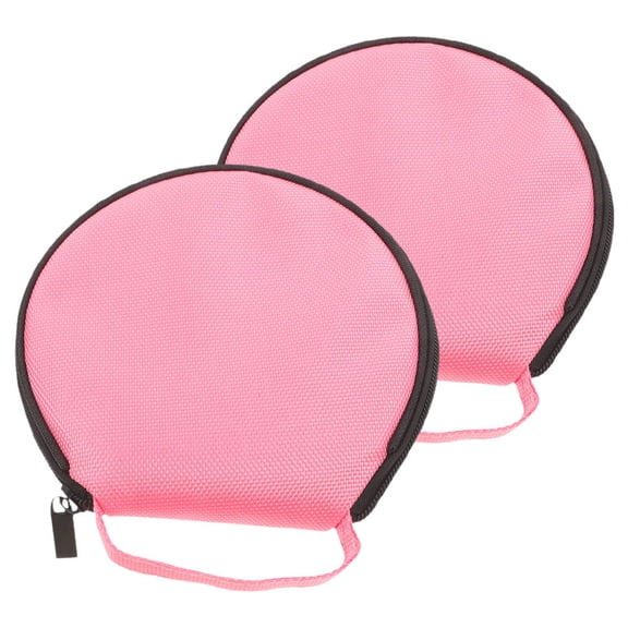 WEUVEB 2Pcs Portable Dvd Organizer Pink Oxford Cloth Disc Case Durable Water Resistant Storage Bag