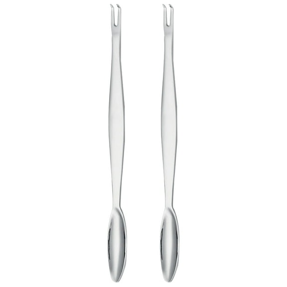 WEUVEB 2Pcs Stainless Steel Seafood Forks Multifunctional Crab Forks for Kitchen Use Plated Silver