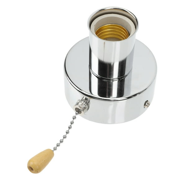 WEUVEB DIY Home Lighting Round Pull Chain Lampholder Stainless Steel Easy Install 1Set