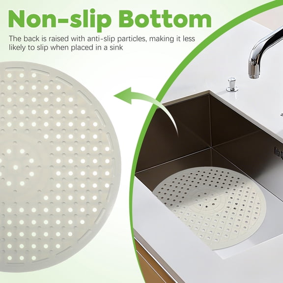 WEUVEB 2Pcs Rubber Kitchen Sink Protector Pads with Hollow Design for Efficient Draining