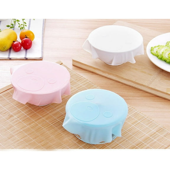 WEUVEB 2Pcs Silicone Stretch Lids Friendly Leak Proof Seal Covers for Kitchen Bowls