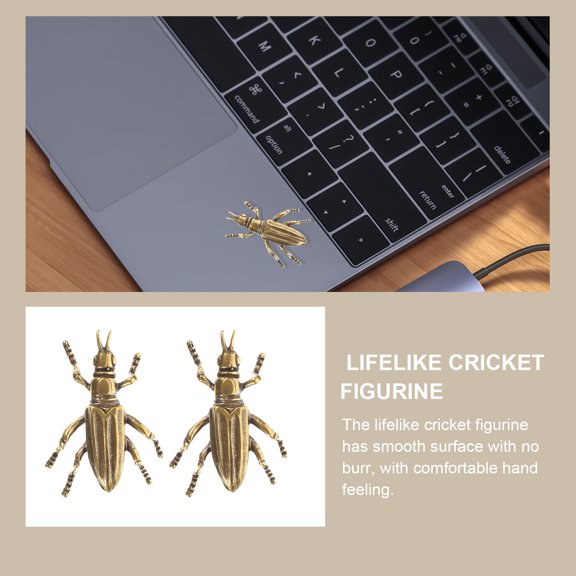 WEUVEB 2Pcs Coffee Brass Cricket Statue Decor with Retro Design for Indoor Desktop