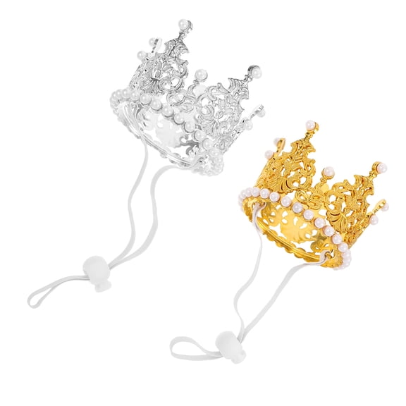 WEUVEB 2Pcs Small Pet Party Hat Crown for Dogs and Cats Eye Catching Birthday Decoration