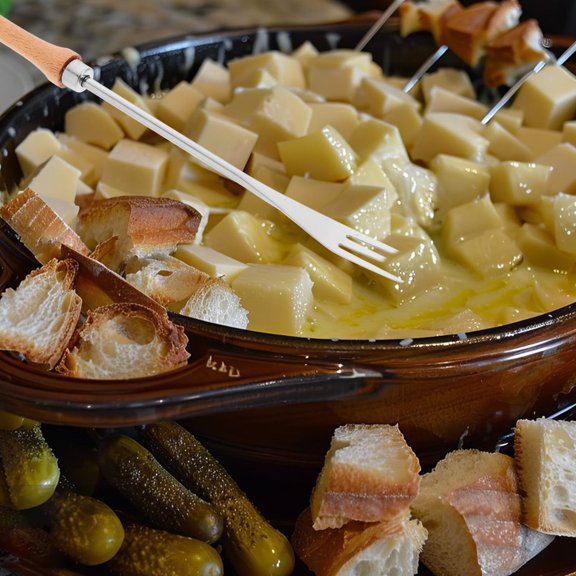 WEUVEB 2Pcs Stainless Steel Fondue Forks with Beech Wood Handle for Cheese Chocolate Dessert Dipping