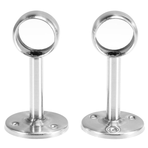WEUVEB 2Pcs Stainless Steel Round Pole Bracket for Closet Rod Support Heavy Duty for Home Owners