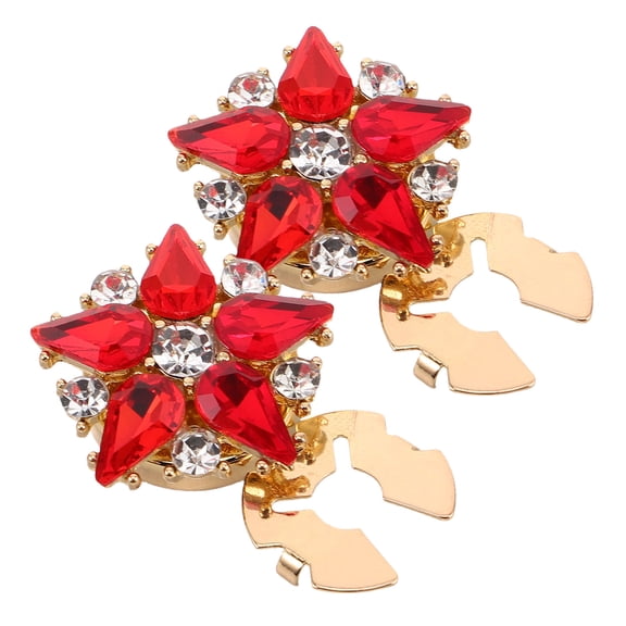 WEUVEB 2Pcs Red Crystal Decoration Brooch Buttons Star Shaped Decorative Clothes Fastener