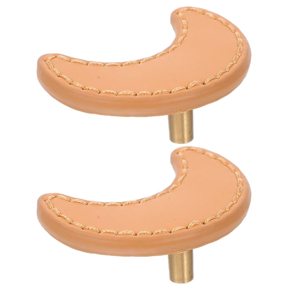 WEUVEB 2Pcs Stylish PU Brass Cabinet Handles Moon Shape for Furniture Decor