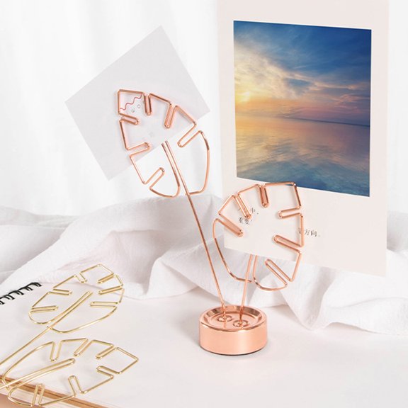 WEUVEB 2Pcs Tabletop Memo Clip Holder with Assorted Colors for Desktop Photo Display