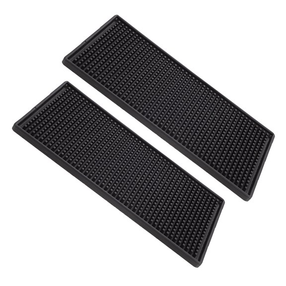WEUVEB 2Pcs Thickened Black PVC Bar Pads Non Skid Bar Service Spill Mats for Kitchen Counters