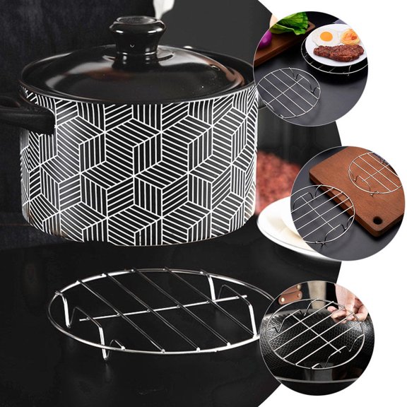 WEUVEB 2Pcs Thickened Stainless Steel Steamed Rack Heat Resistant Cooling Rack Plated Silver