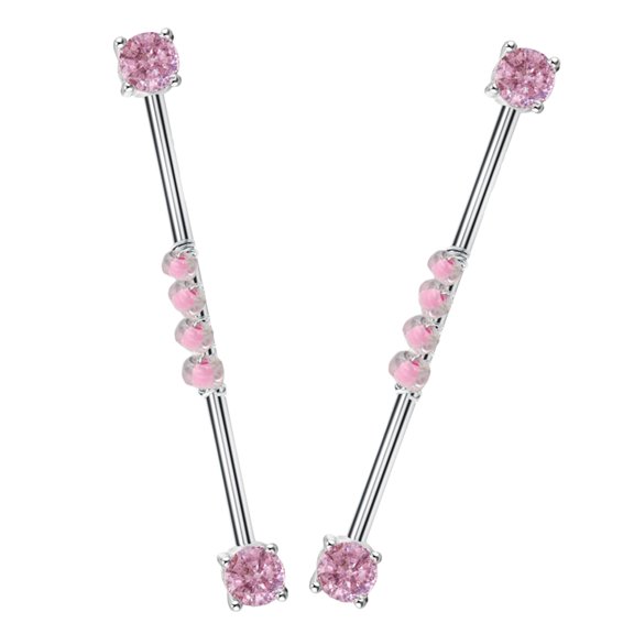 WEUVEB 2Pcs Titanium Piercing Earrings Elegant Style Cartilage Body Piercing Jewelry Pink For Parties