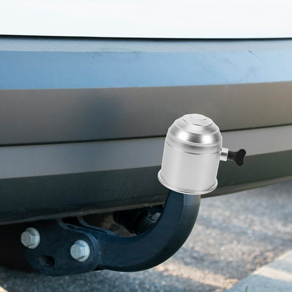 WEUVEB 2Pcs Trailer Ball Cover Silver Plastic Tow Hitch Protector Lock for Car and Rv