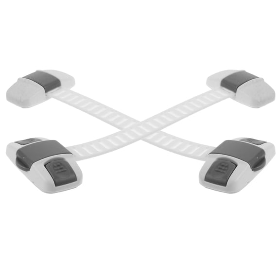 WEUVEB 2Pcs White Refrigerator Cabinet Door Lock Adjustable Length with Strong Adhesive