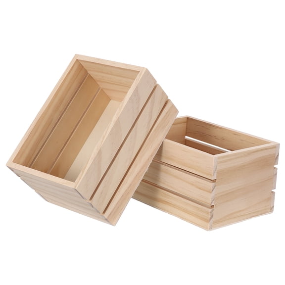 WEUVEB DIY Unfinished Wood Crate, Khaki, Natural Material, Home Storage, Multi-Use, 2Pcs