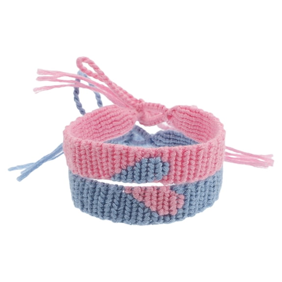 WEUVEB Set of 2 Adjustable Woven Bracelets with Tassel and Couple Symbol, Stylish Friendship and Couple Jewelry Accessories