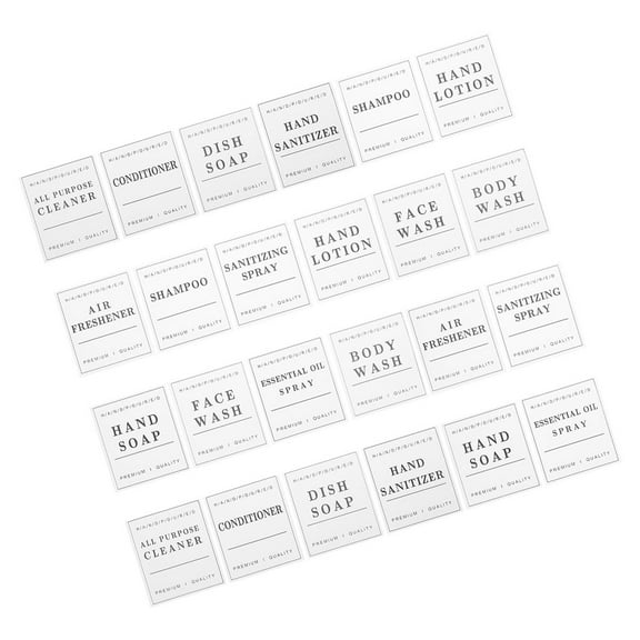 WEUVEB 2 Sets White Bottle Labels for Bathroom and Laundry Room Organization, and Stick, and Reusable