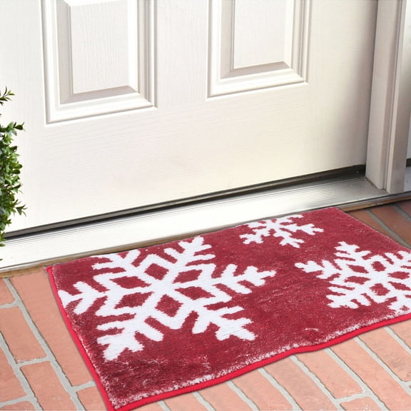 WEUVEB 2-Piece Christmas Bathroom Rug Set Red Non- Soft Mats Holiday Decor for Home Bath