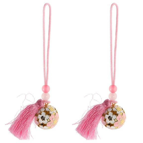 WEUVEB Omamori Charm Pink Copper Cherry Blossom Pendant for Pet Use 2Pcs