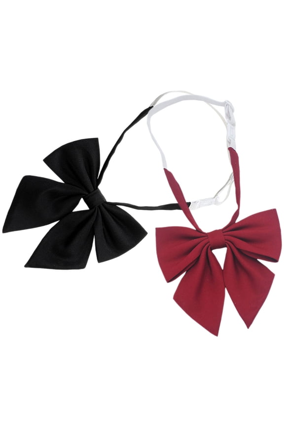 2Pcs Womens Adjustable Pre-Tied Bow Ties for Formal Wear, Costume Accessory, Fabric Necktie Set