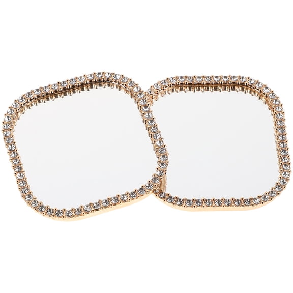 WEUVEB 2pcs Stick-on Makeup Mirror for Phone Case, Golden Alloy Glass