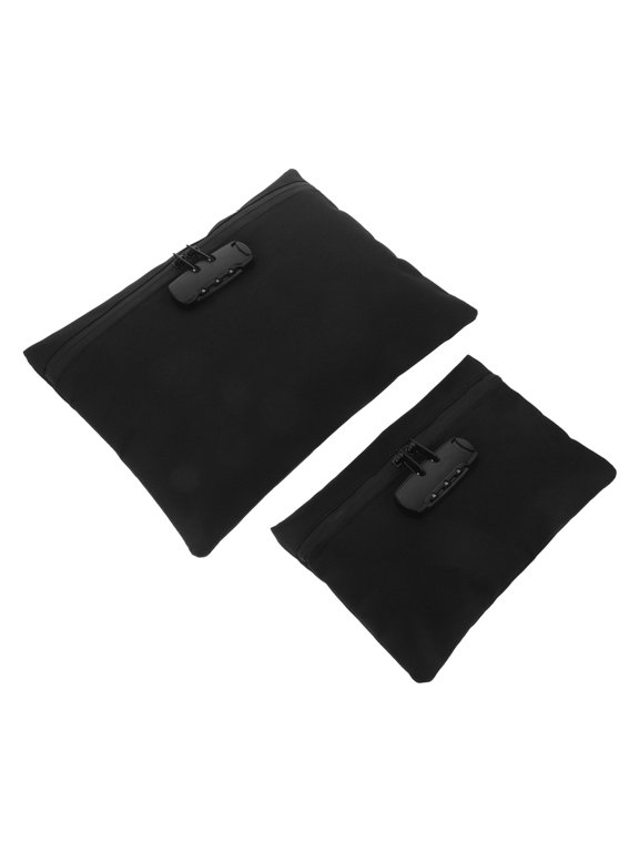2pcs Waterproof Cash Bag with Lock, Travel Money Pouch, Black