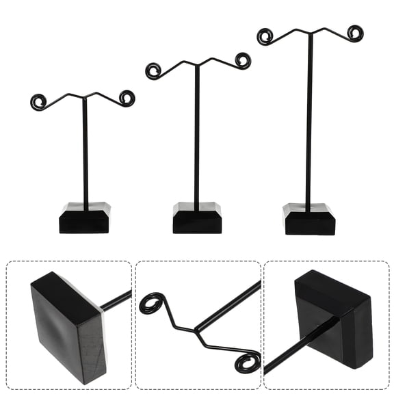 WEUVEB Black Acrylic Earrings Holder 3Pcs for Personal and Commercial Use with Easy Access
