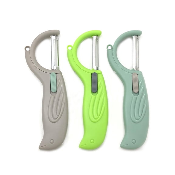 WEUVEB 3-Piece Stainless Steel Fruit Peeler and Slicer Set, Multi-Functional Kitchen Gadget with Assorted Colors