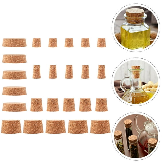 WEUVEB 30 Pcs Cork Stoppers Chocolate Round Decanter Stopper Replacement for Glass Bottles