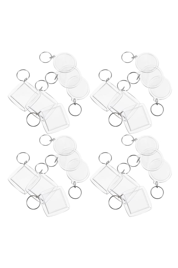 30Pcs Transparent Acrylic Keyrings Round Photo Frame Blank Keychains for Souvenirs