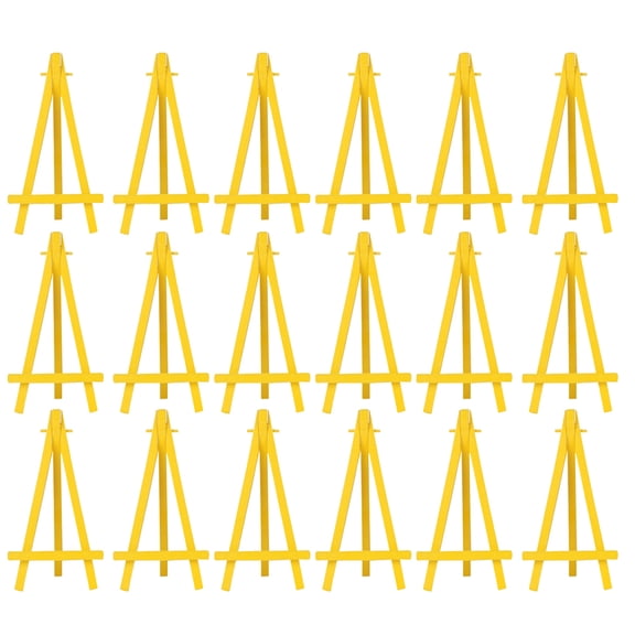WEUVEB 30Pcs Triangle Frame Easel Tabletop Display Yellow Plastic Frame Photo Painting Stand