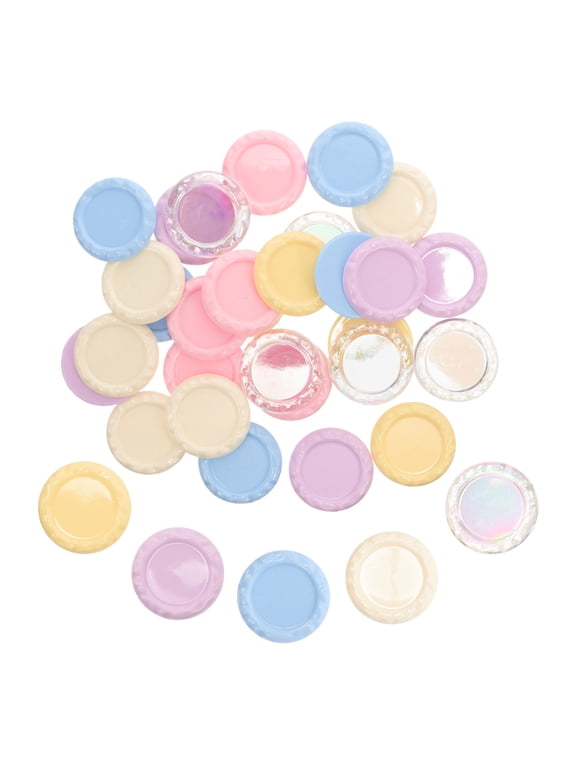 30pcs Mini round Discs Charms, Flatback Resin Plastic Pieces