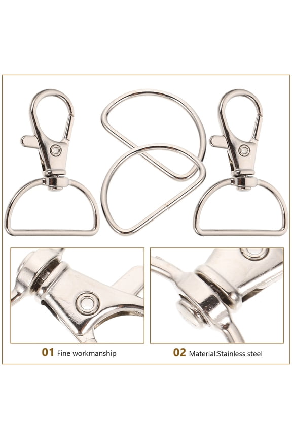 35Sets Small D Ring Snap Hook Clips for Crafts and DIY Keychain Projects