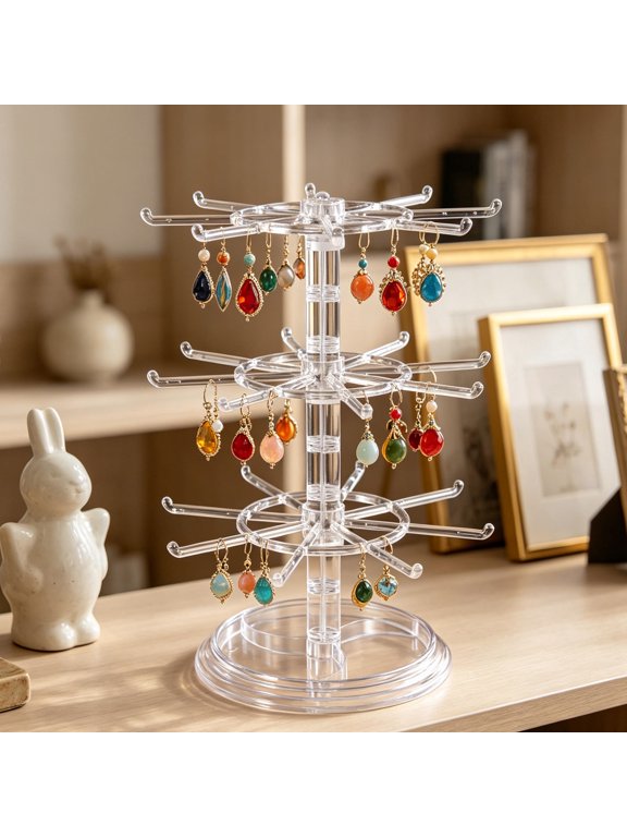 3 Tier Rotating Bracelet Holder Transparent for Efficient Storage